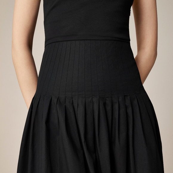 NWT!! J. CREW Pintuck Mixy Tank Dress Solid Black Midi Pleated Pleats Large - Picture 5 of 15